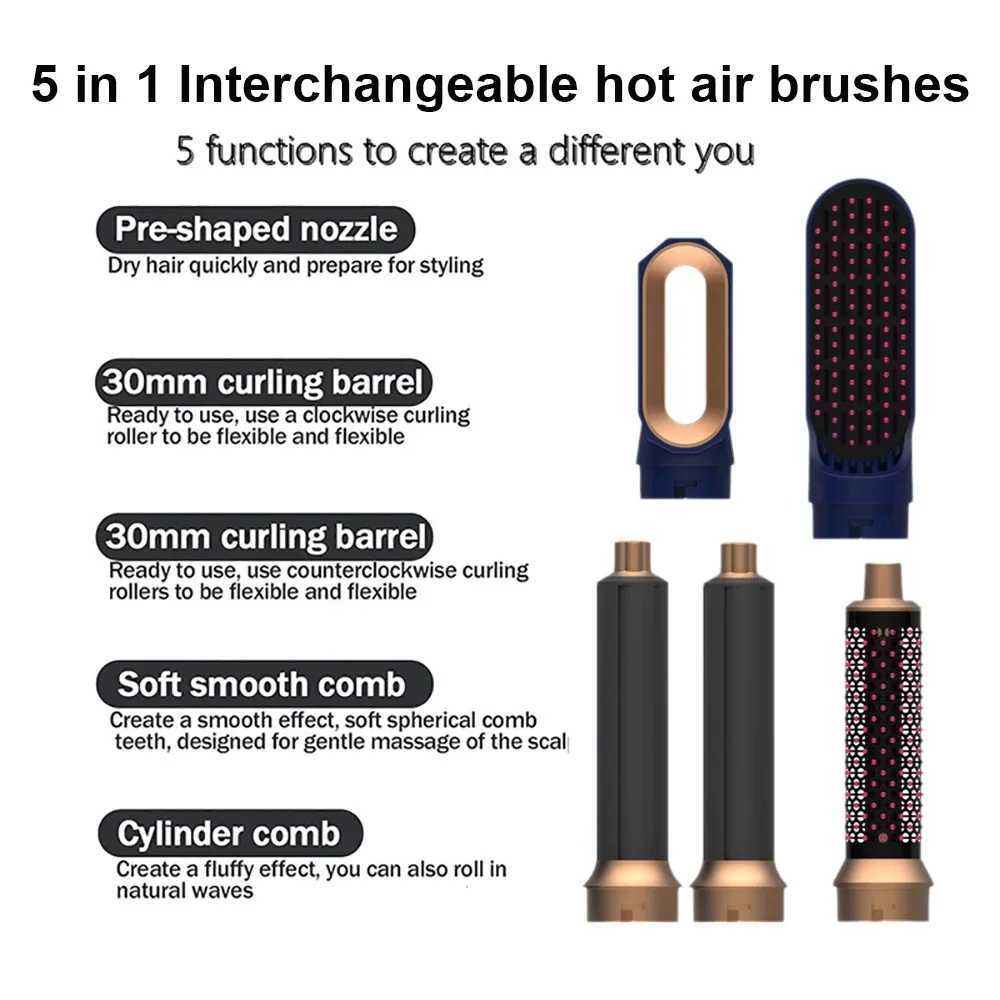 New 5-in-1 multifunctional stylist curling straightener with brush and multifunctional hair dryer suitable for family travel W241025