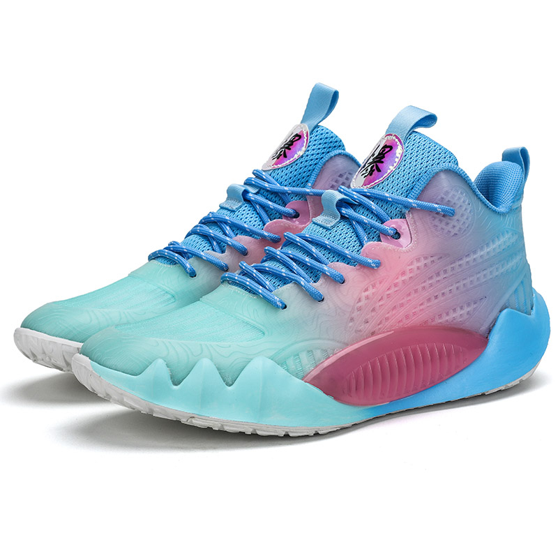 High quality cushioned rebound basketball shoes men friction sound breathable flexible wear-resistant soft luminous sports shoes