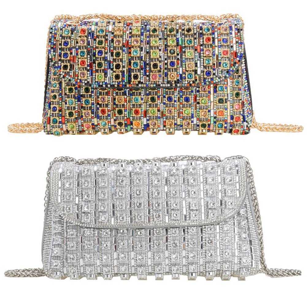 Shoulder Bag for Ladies with Chain Handbag Adjustable Strap Crossbody Sparkling Clutch Wedding Party Prom 241015