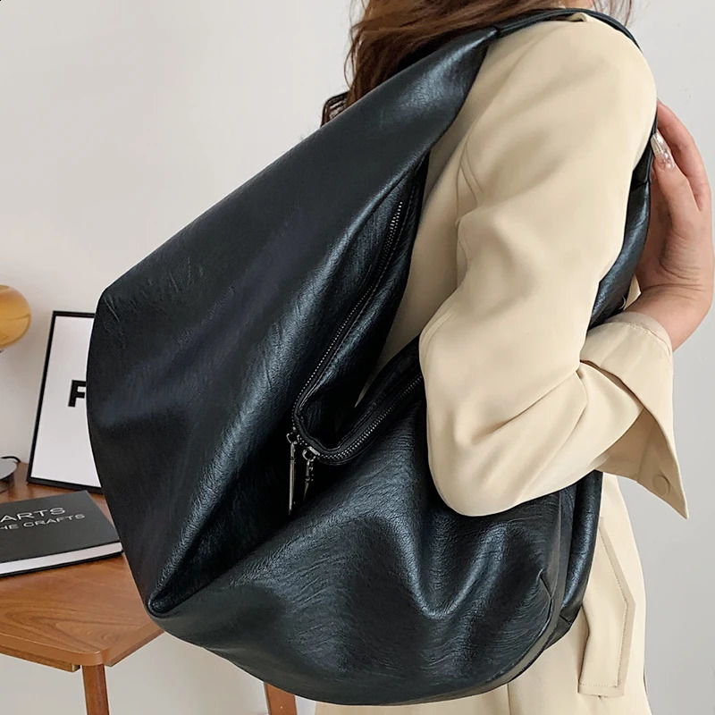 Womens Underarm Black Shoulder Bag Vintage Large Shopper Roomy Hobos Bags for Ladys Female Retro Original Tote Handbag 240924