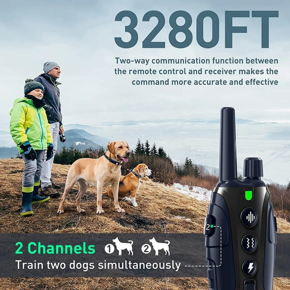 Color Screen Dog Trainer Super Long Remote Control Dog Trainer Waterproof Battery Display Stop Barking Electric Shock Collar