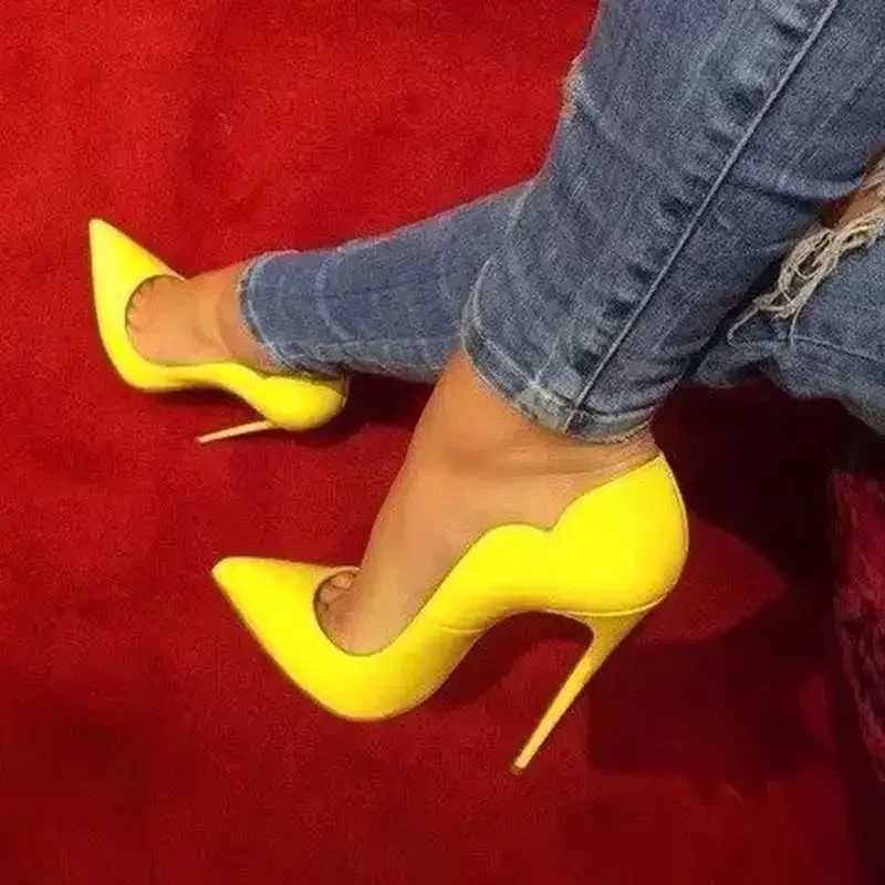 Pink Curl Upper Women Patent Pointed Toe Stiletto High Heels Sexy Ladies Party Dress Shoes Club Dance Pumps Plus SizeXJ250221