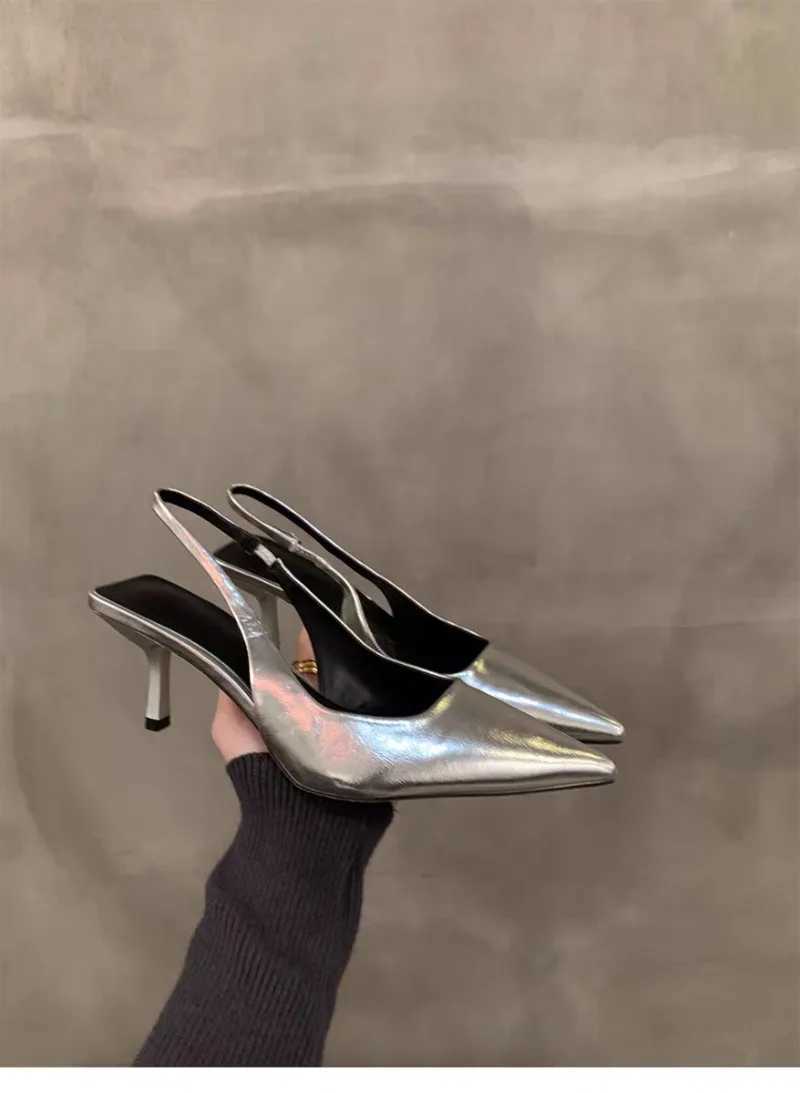 Gold silver high toe toes womens camisole shoes elegant womens summer French style camisole pump Y241014