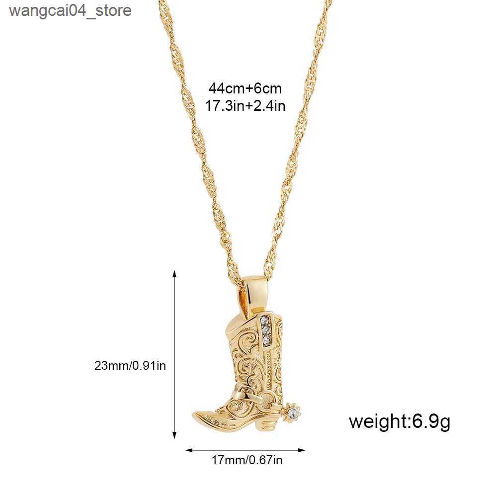 Pendant Necklaces Punk Rock Western Cow Boots Necklace for Women Cow Golden Color Clavicle Chain Collar Necklaces Retro Jewelry s Gift L240910