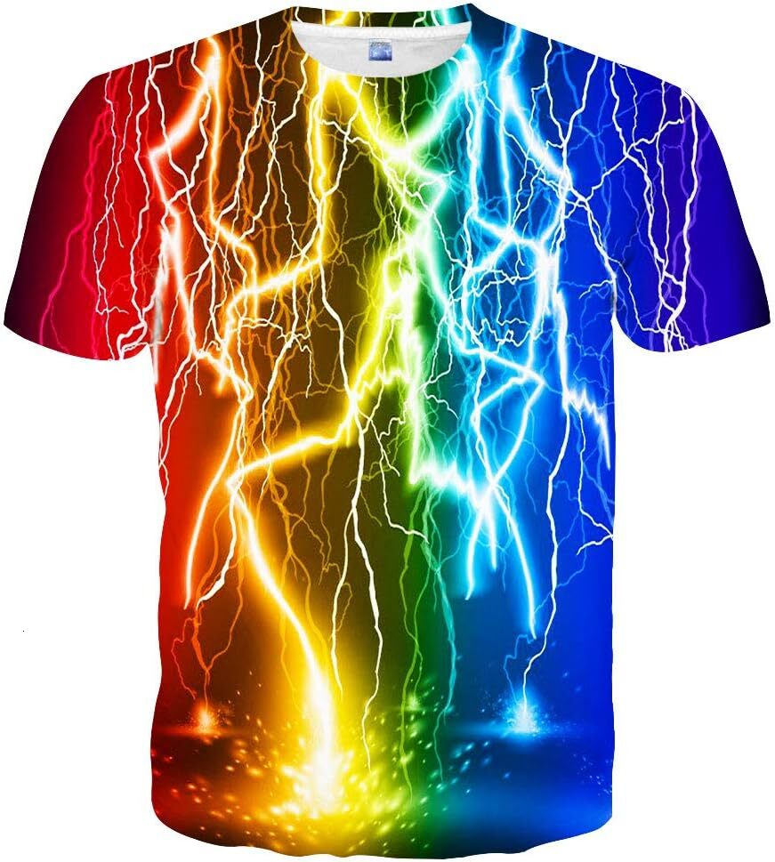 Men's T-shirt Men's T-shirt Women's graphic T-shirt Men and women can 3D print color streamer short sleeve novelty top T-shirt T-shirt 