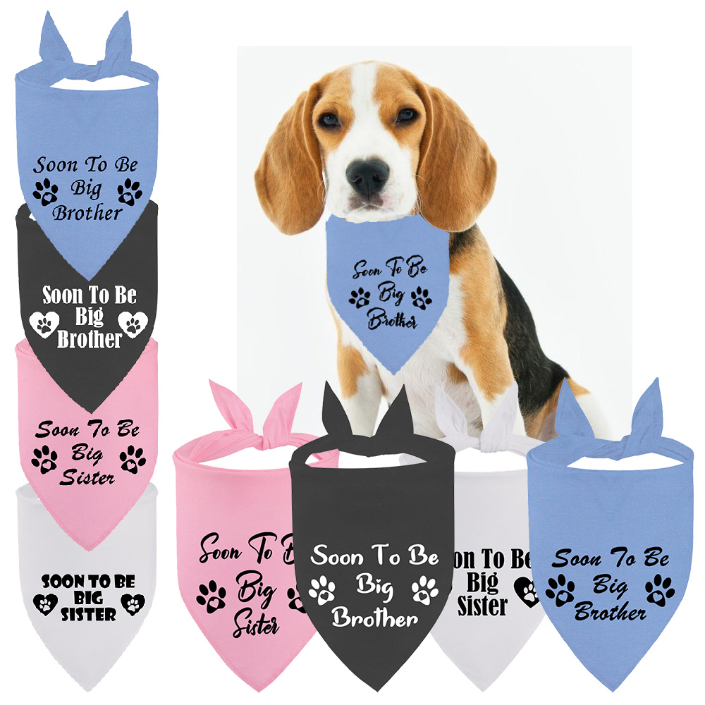 Soon To Be Big Sister Bro Dog Bandana Pregnancy Announcement Photos Shower Gift Gender Reveal Black White Scarf For Pet New Baby