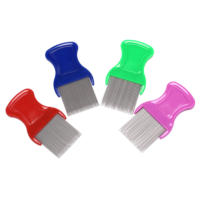 1PC Lice Comb Stainless Steel Combs For Head Lice Dectection Kids Pet Flea Cootie Comb Anti-slip Bands 9cm x 4cm