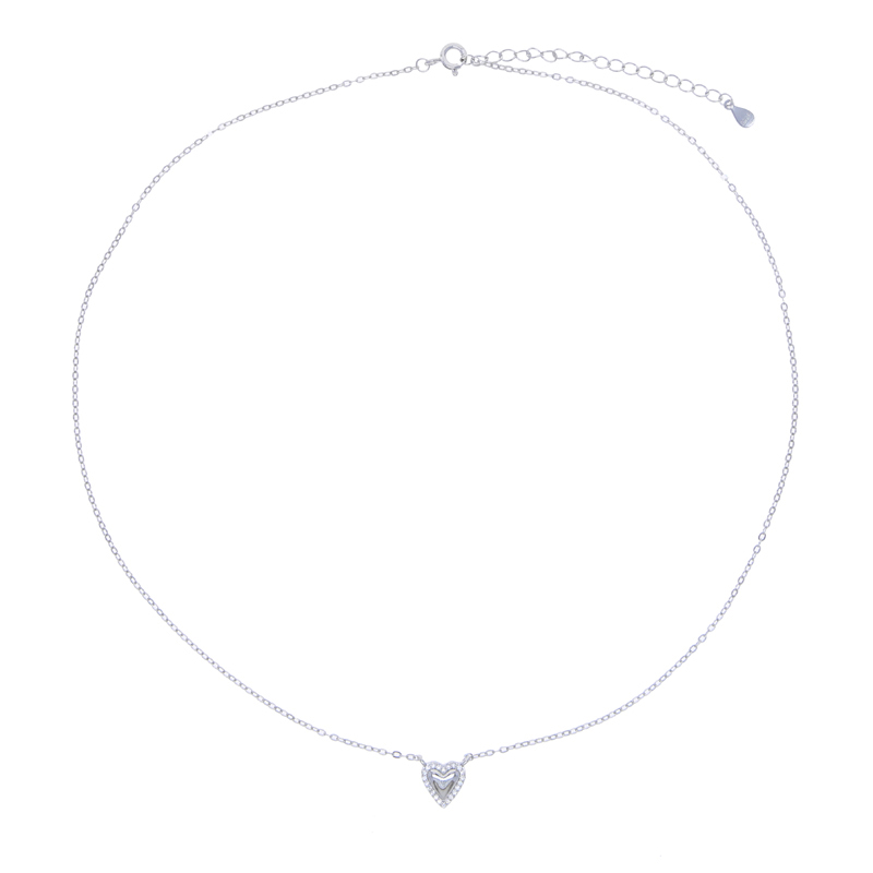Sterg Sier Heart Pendant Necklace: Cubic Zirconia, Micro Pave, Trendy Jewelry for Women