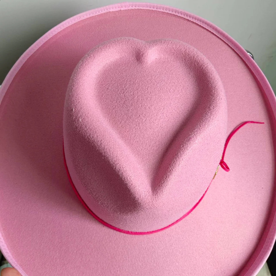 Fedora Womens Mens Hat Big brim Panama Jazz Hat Heart Top Classic Gentleman Hat sombrero hombre chapeau homme 241014