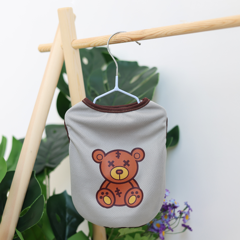 Pet Spring/Summer Breathable Thin Anti Stripping Handsome Tank Top for Dogs, Cats, Cats, Universal Cartoon Bears, Fashionable Cu