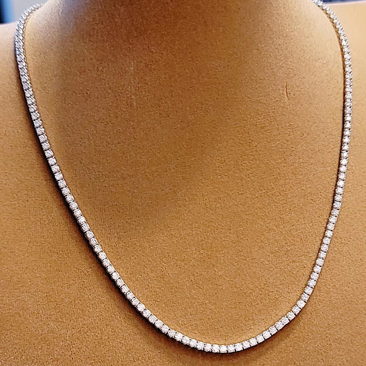 2024 Hip Hop Tennis Chain Pendant Top Sell Vintage Jewelry 925 Sterling Silver Round Cut Cubic Zircon CZ Diamond Party Eternity Women Wedding Necklace