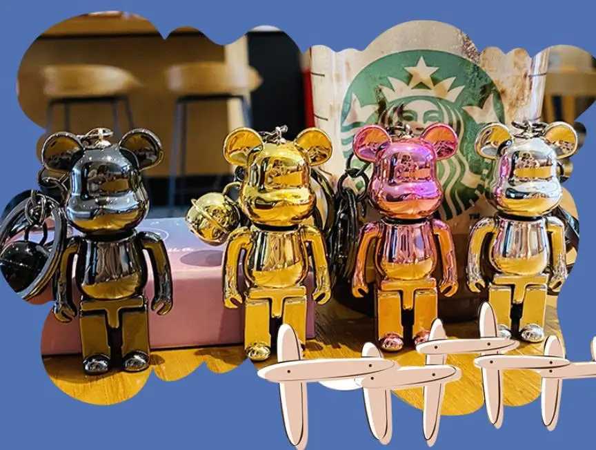 Keychains Lanyards Action Block Bear PVC Model DIY Keychain Painting Doll Toy H241015