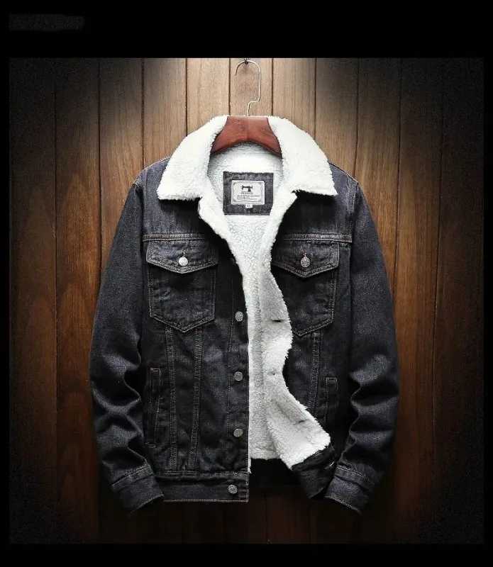 Men Winter Jean Jackets Outerwear Warm Denim Coats New Men Large Size Wool Liner Thicker Winter Denim Jackets Plus Size XS-6XLX241015 - view 4