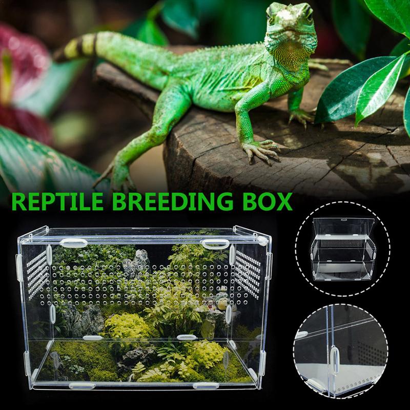 Reptile Breeding Box Acrylic Spider Lizard Scorpion Acrylic Transparent Insect Breathable Terrarium Food Feeding Container
