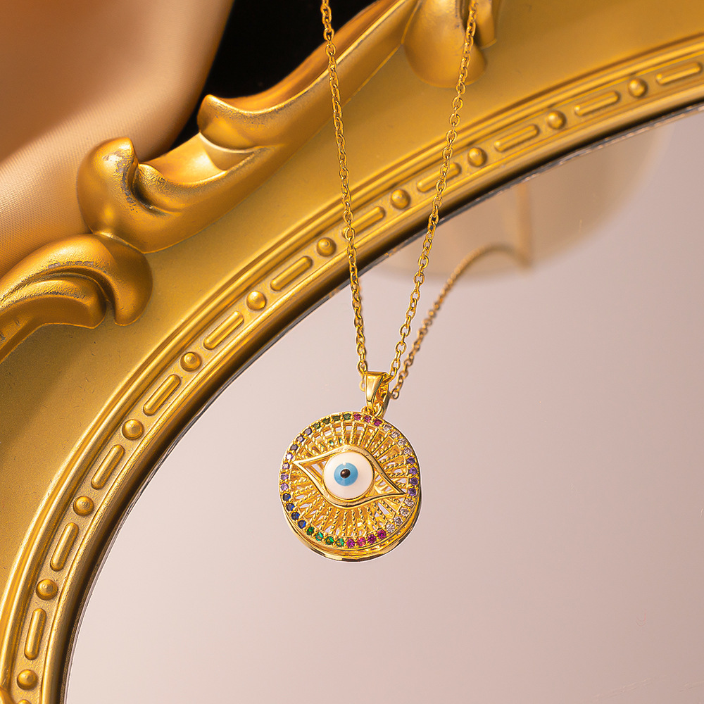 Tarnish Free Evil Gold Blue Eye Love Heart Pendant Necklace Charm 18K Gold Plated Stainless Steel Designer Jewelry Necklaces for Woman Fashion Fine Je