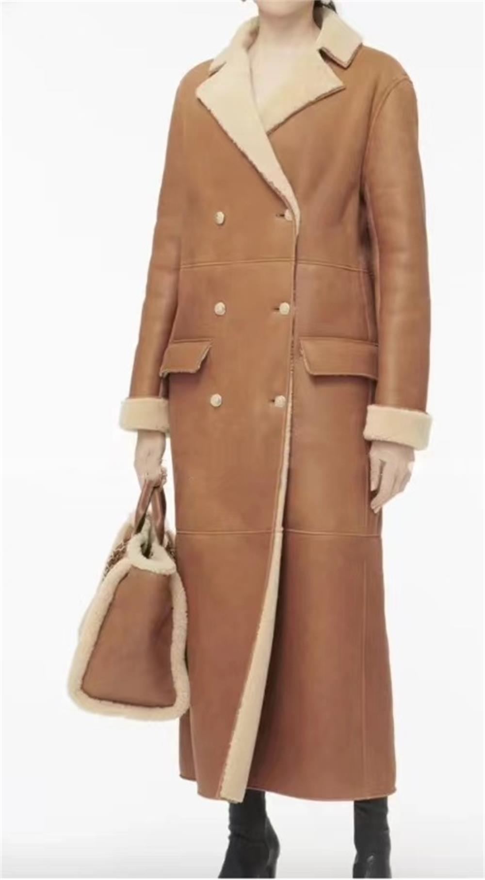 Chan 2024 Paris runway fur coat fur jacket pelliccia designer clothes women double faced fur Top quality real leather and fur CC real leather jacket shearling jacket