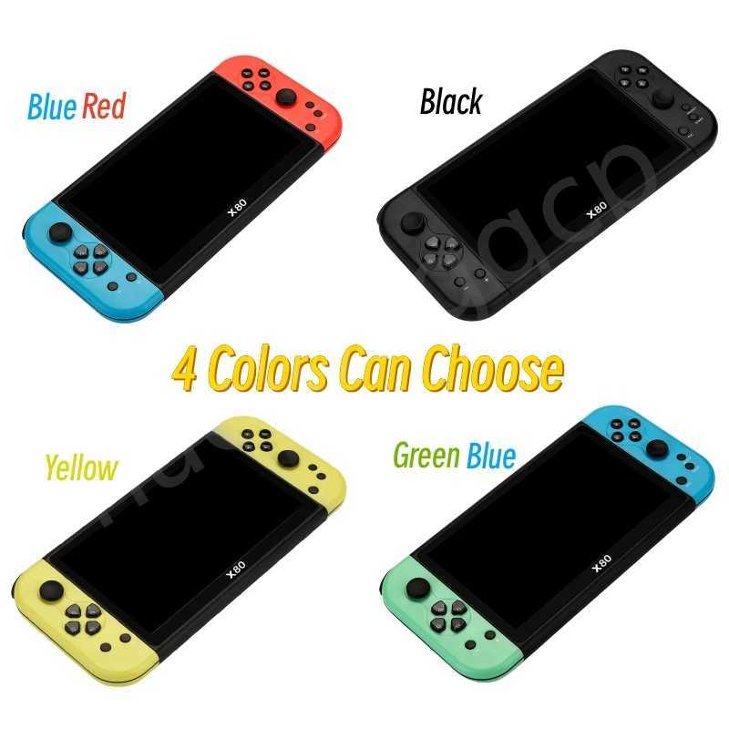Newest X80 Portable Game Console 7 inch Screen Handheld Game Player Quad Core 16GB 10000 Free Games For PS/MAME HD TV Out Z241015