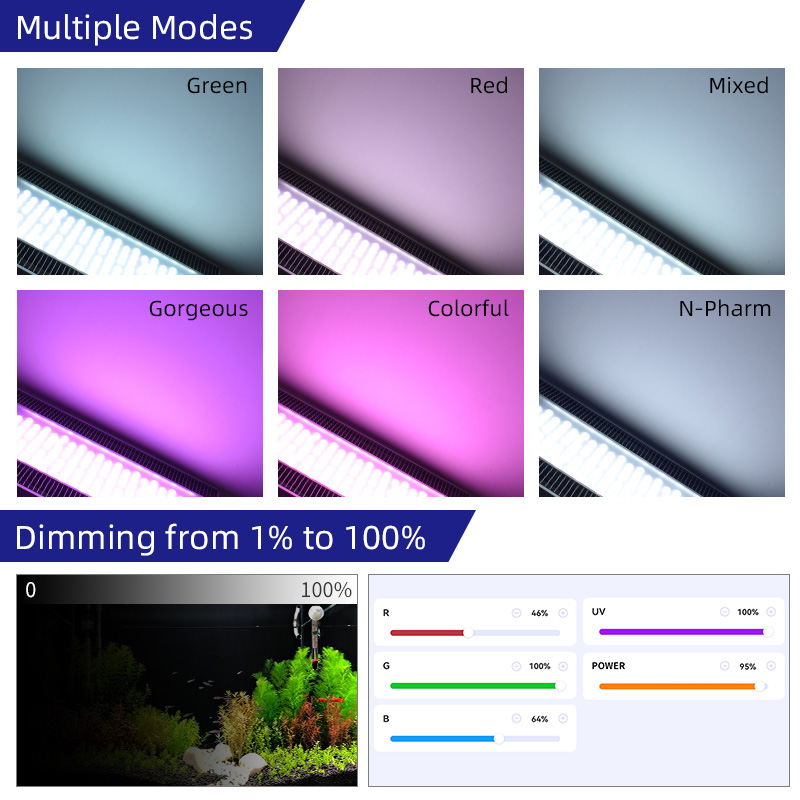 WEEK AQUA Hot sale A430Pro 120W LED RGB+UV full spectrum electroless dimming aquarium light aquariums accessories
