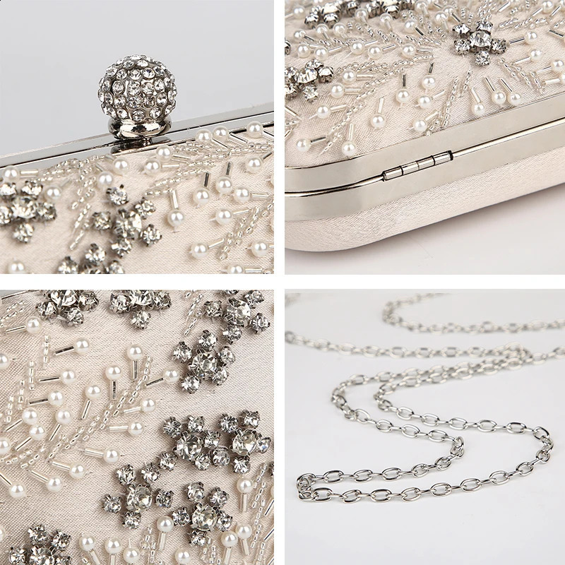 Womens clutch bag crystal pearl clutch wallet handbag embroidery evening bag bride shoulder bag wedding bag ZD1529 241015