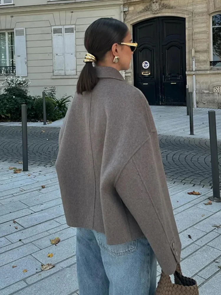 2024 Fashion Solid Collar Single Chest Half Season Jacket Womens Elegant Quilt Cover Long Sleeve Jacket Autumn Womens Jacket 241015