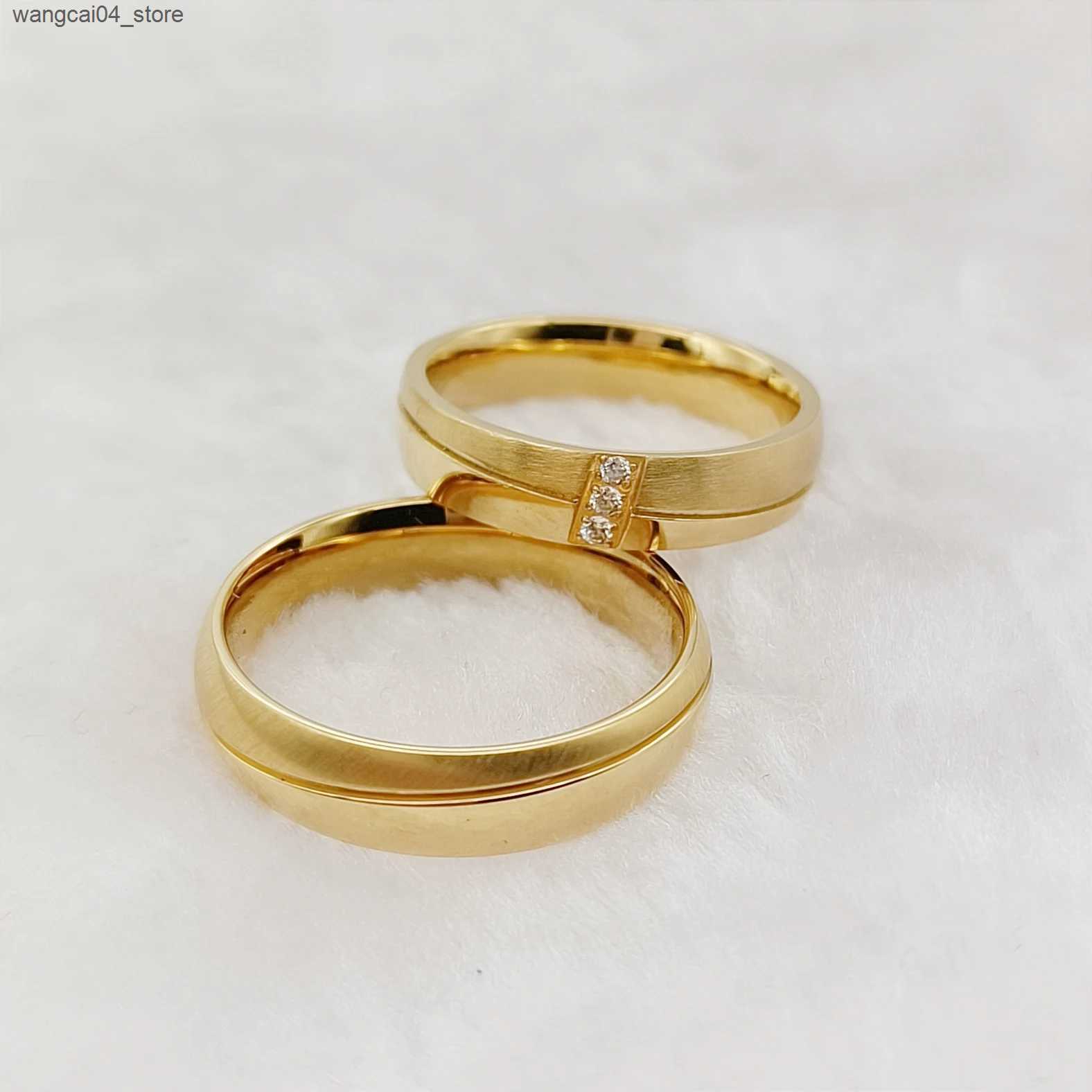Couple Rings 2-piece 18k gold-plated wedding ring set suitable for couples in surgical stainless steel fashion jewelry alliance L240910