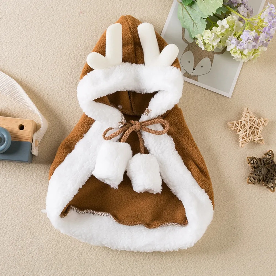 Pet Santa Christmas Cosplay Elk Dog Puppy Hoodie Coat Clothes Soft Plush Warm Cloak Outfit For Small Dogs Cats Costume s 6f5
