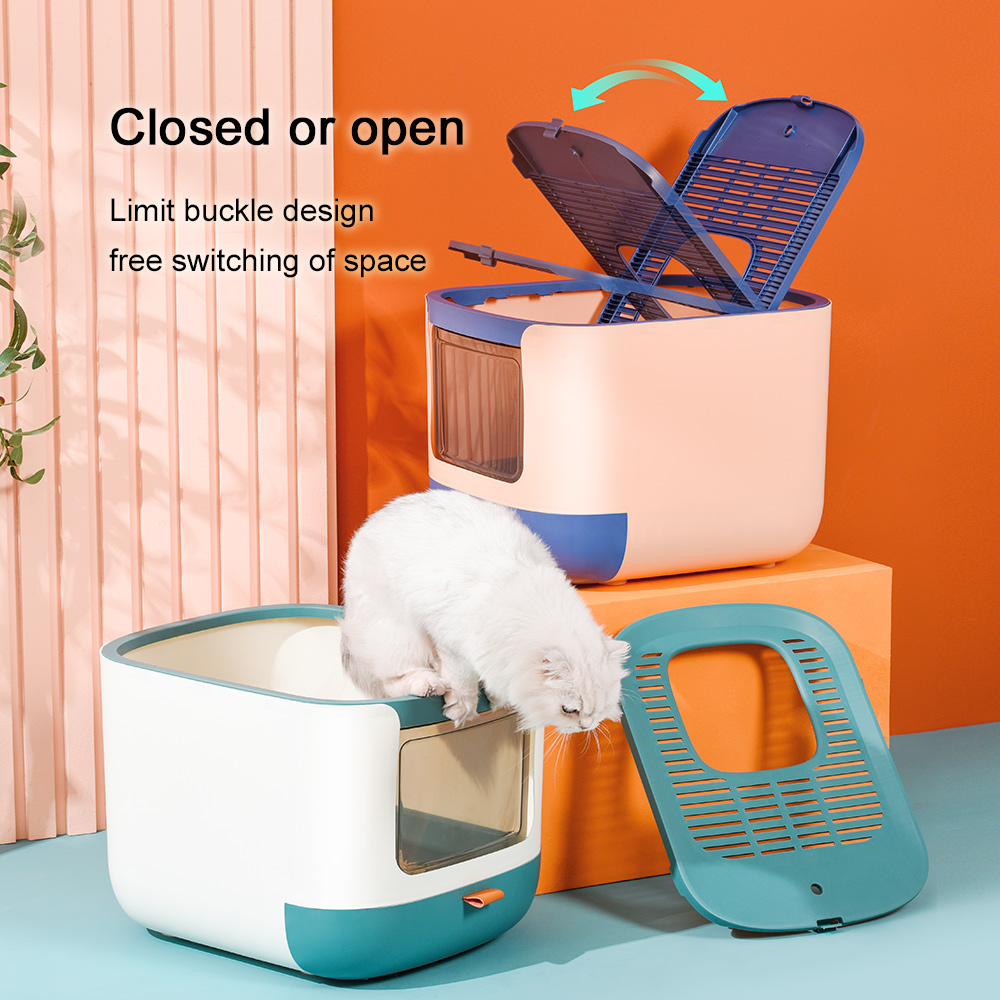 PAKEWAY OEM ODM New Closed Cat Toilet Plastic Large Space Cat Litter Box Cat Litter Trays