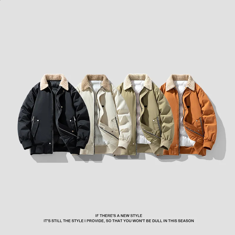 Winter Fashion Cashmere Jacket Mens Warm Coat Fur Collar Winter Mens Warm Jacket Casual Thickened Parka Mens 241007