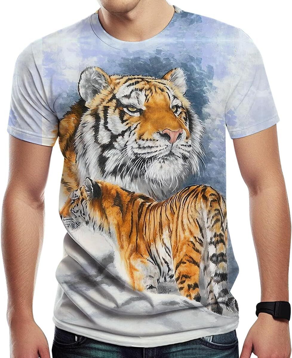 Mens T shirt Tiger Graphic T-Shirt Summer Fashion Tee Top Shirt for Men's tee Casual tops summer clothes Trendy Fashion
