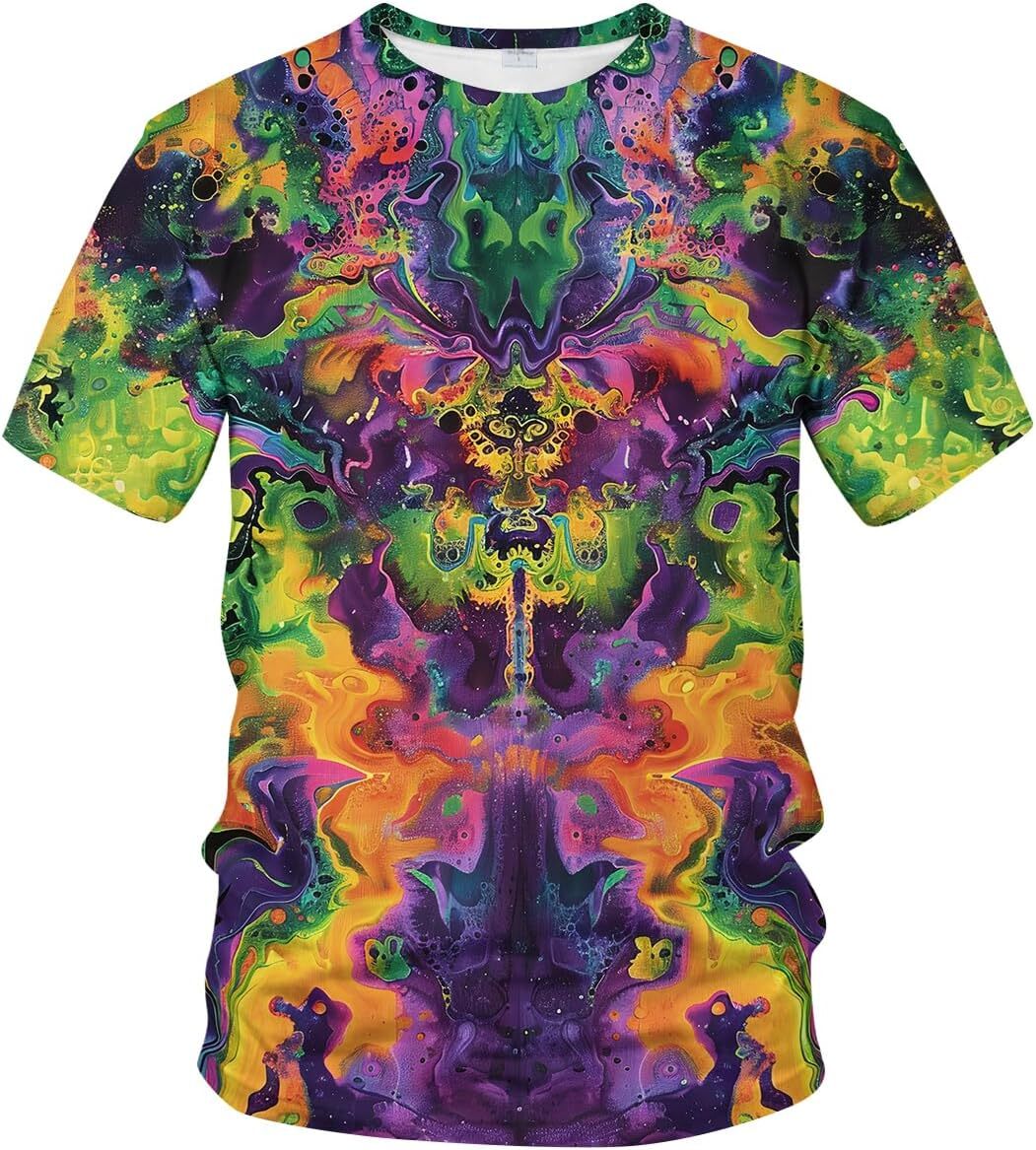 Mens T shirt Psychedelic Tie Dye Shirt for Men Women Graphic Tees Unisex 3D Printed Short Sleeve Novelty Tops graphic tee Casual tops summer clothes T
