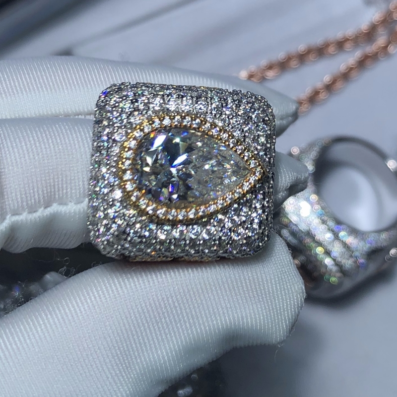 Hip Hop Cuban Rings Sterg Sier Fashion 2 rows VVS Dia Ring Custom Jewelry Moissanite