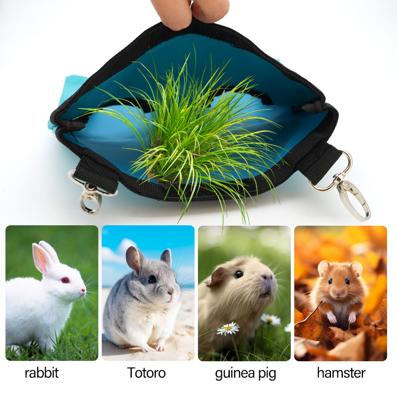 2Holes Hanging Hay Bag for Bunny Guinea Pigs Small Animal Feeder Rabbit Food Dispensers Bag Cage Accessories Pet Feeding Bag