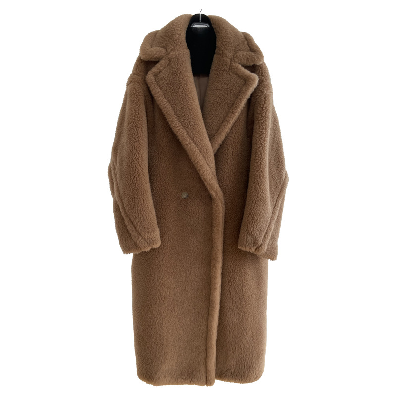 Women's Fur Long Teddy Bear Jacket Authentic Women Winter Coat Thick Warm Oversize Chunky Outerwear Overcoat Real Lambswool Coats