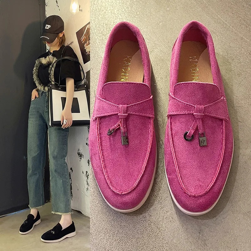 Womens flat sports casual shoes Spring and autumn thick soled suede loafers casual women walking non-slip womens casual shoes 241015