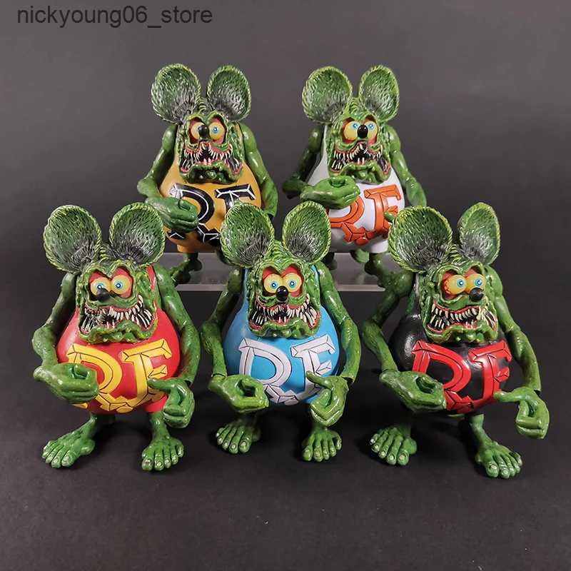Cartoon Figures 12cm 5Style Rat Fink Action Figures Joints Movable Ed Roth Ratfink Mouse PVC Collectible Model Childrens Toy Gift L240910