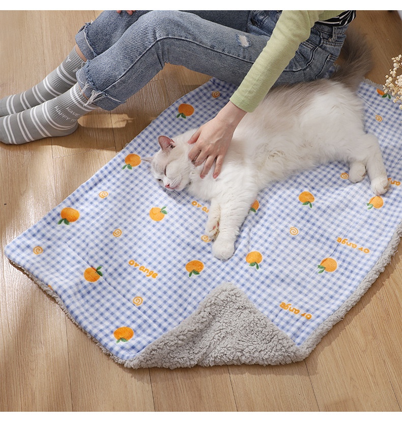 Portable Floor Quilt Cat Bed Travel Organic Self Warming Fiber Heated Pet Blanket Soft Plush Dog Bed Mat