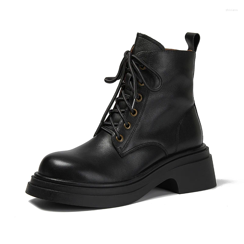 Boots 2024 Autumn Winter Women Ankle Natural Leather 22-25cm Cowhide Pigskin Full Modern Side Zip Short