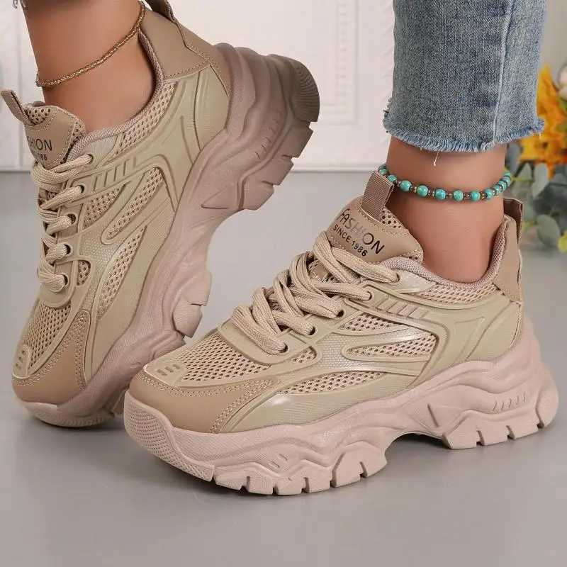 Spring Purple Platform Sneakers Breathable Slip On Chunky Shoes Women 2024 Woman Lace-up Fashion Comfortable Thick Sole ShoesLX241015