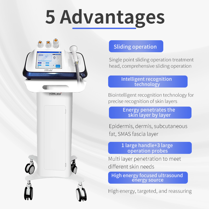 2 in 1 Non-invasive Ultrasound Skin Beauty Treatment All Layers Anti-aging Face Lifting Smas Skin Rejuvenation Face Firming Machine with Cold Hammer