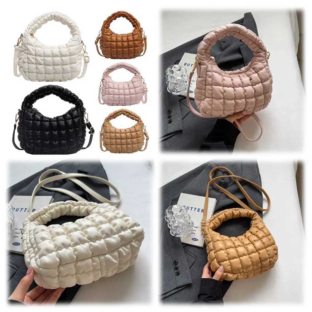Ladies Pu Puffer Tote Bag Quilted Large Capacity Fashion Shoulder Solid Color Trendy Handbag Padding Purse 241015