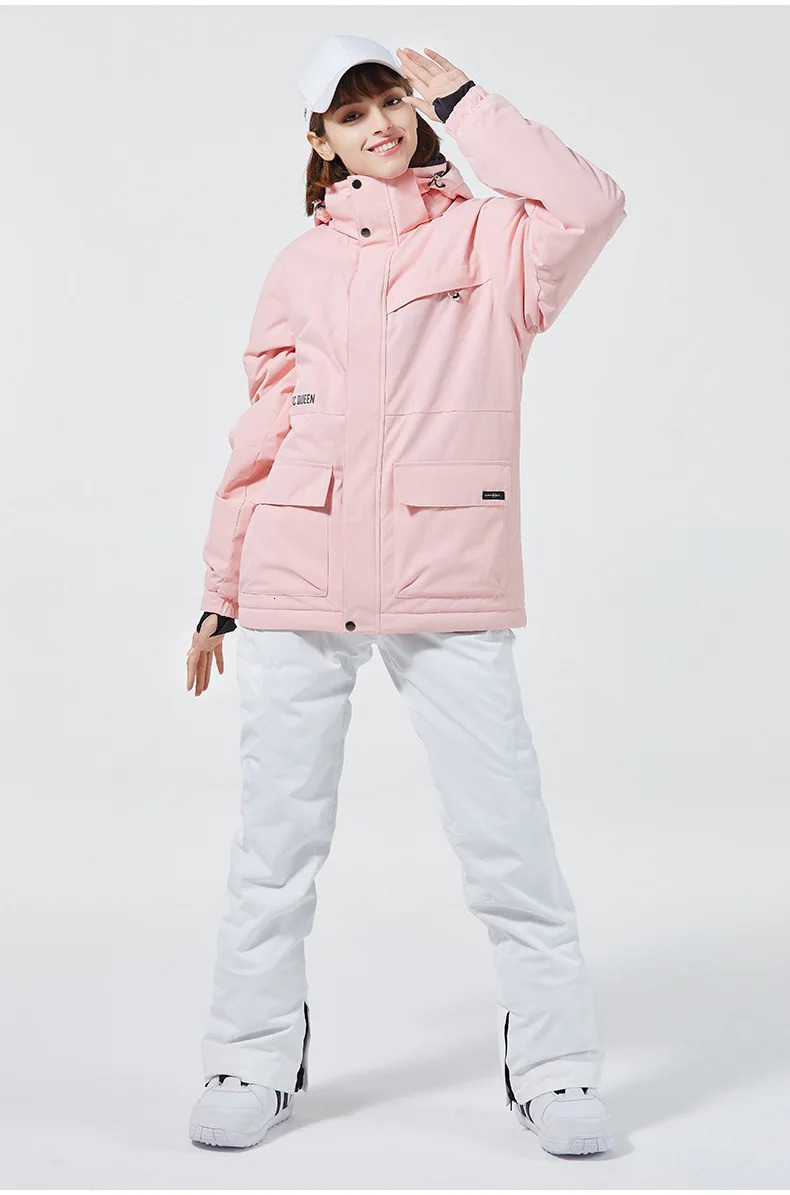 10K Pure White Women Ski Suit Couple Snowboard Clothing Sets Waterproof Windproof Winter Skiing Jacket Pant Female Snow Overalls 241007