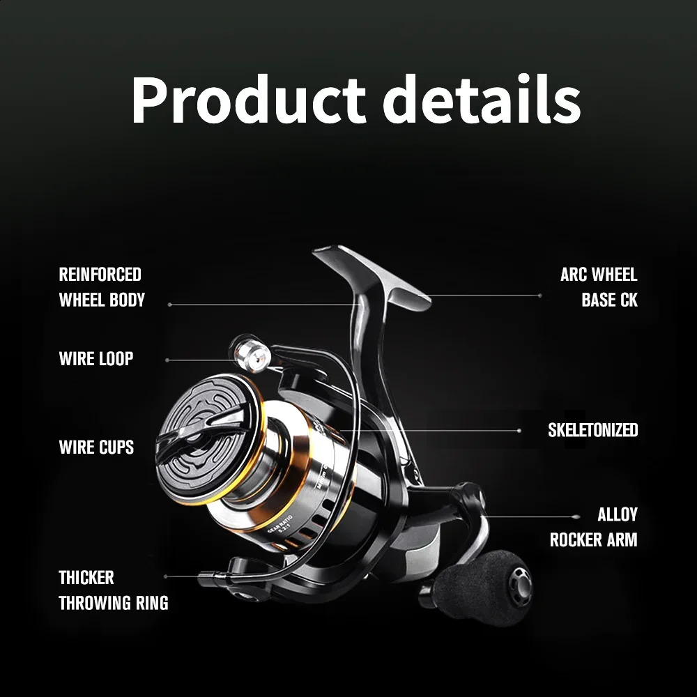 High quality metal wire spool fishing rotating reel used for Carp ball bearings HE7000 cup sea shovel 241015