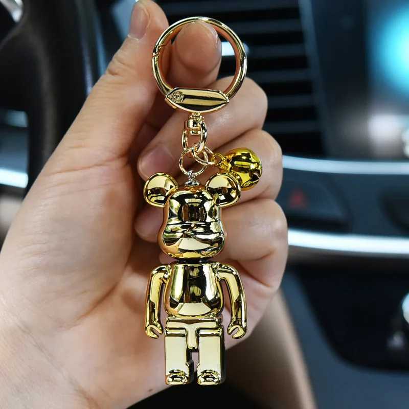 Keychains Lanyards Action Block Bear PVC Model DIY Keychain Painting Doll Toy H241015