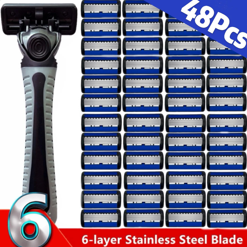 48/27/18/3PCS Manual Shaver Razor For Men Six Layer Blade With Blade Head Old Style Blades Hair Shaver Unisex Beard Hair Knife 241010