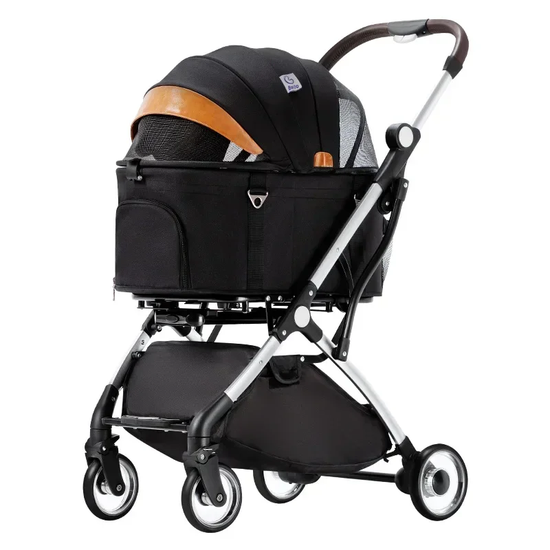 Pet Stroller Detachable Trolley 4-Wheel Foldable Dogs Stroller Aluminum 15kg Dog Travel Stroller Pushchair Jogger Pet Suplies