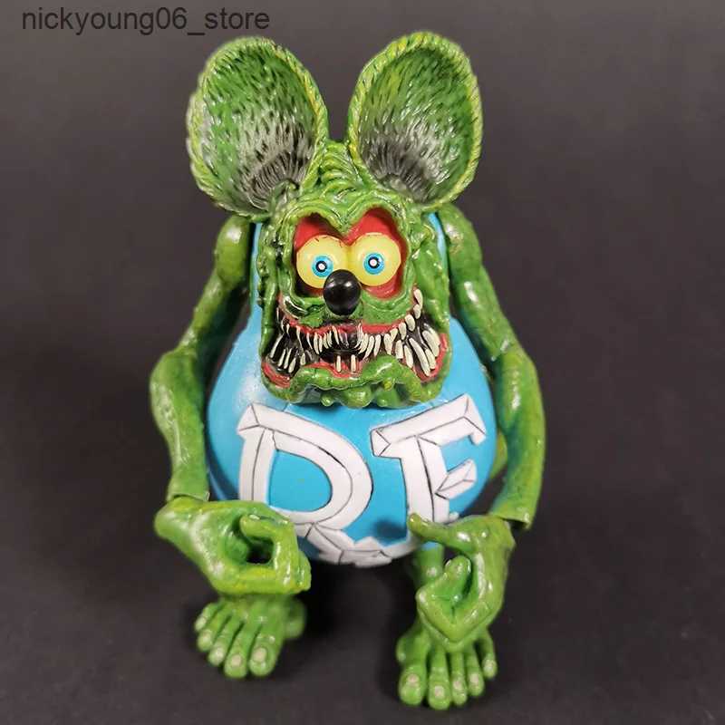 Cartoon Figures 12cm 5Style Rat Fink Action Figures Joints Movable Ed Roth Ratfink Mouse PVC Collectible Model Childrens Toy Gift L240910