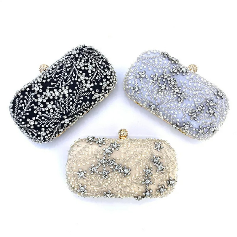 Womens clutch bag crystal pearl clutch wallet handbag embroidery evening bag bride shoulder bag wedding bag ZD1529 241015