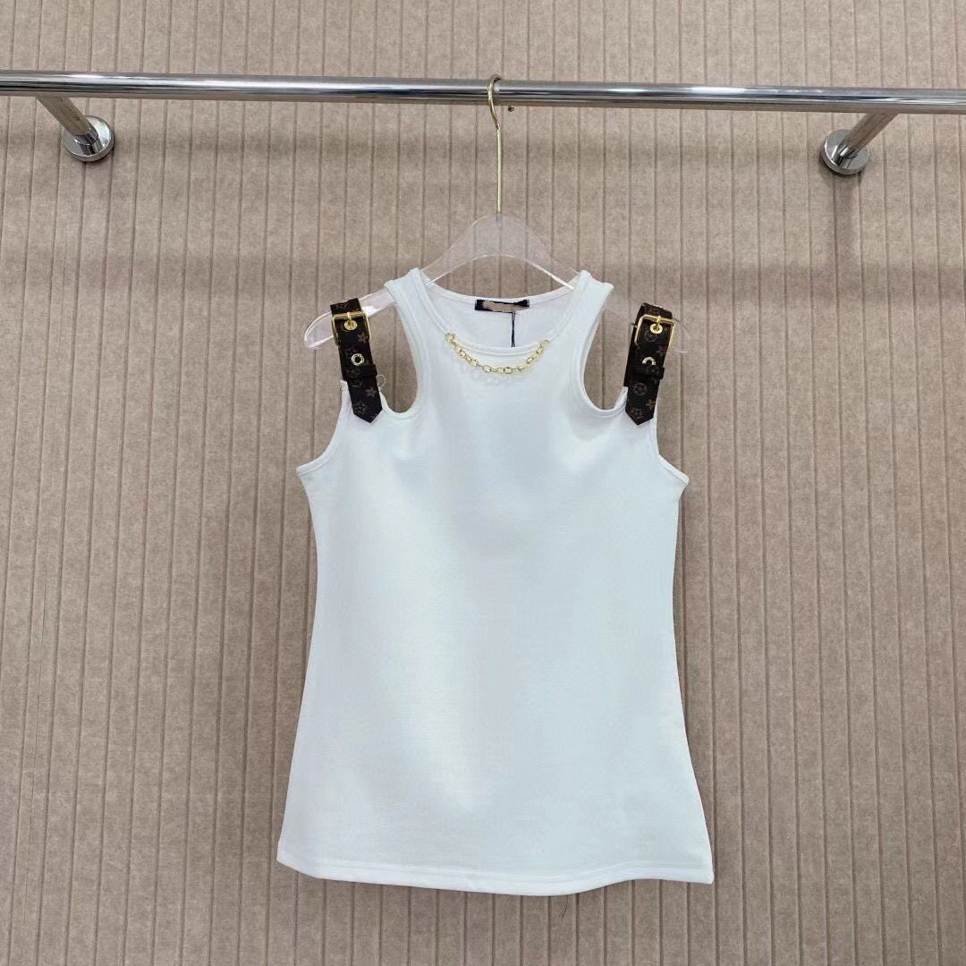 Women's new O-neck hollow fashion PU leather suspender patch sexy casual vest suspender desinger vest