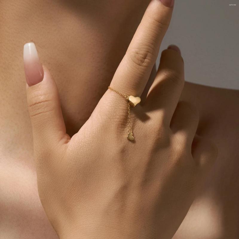 Cluster Rings Sterling Sier Heart Adjustable Flexible Pulling Silica Stopper Transformer Plain Ring Women 2024 Wedding