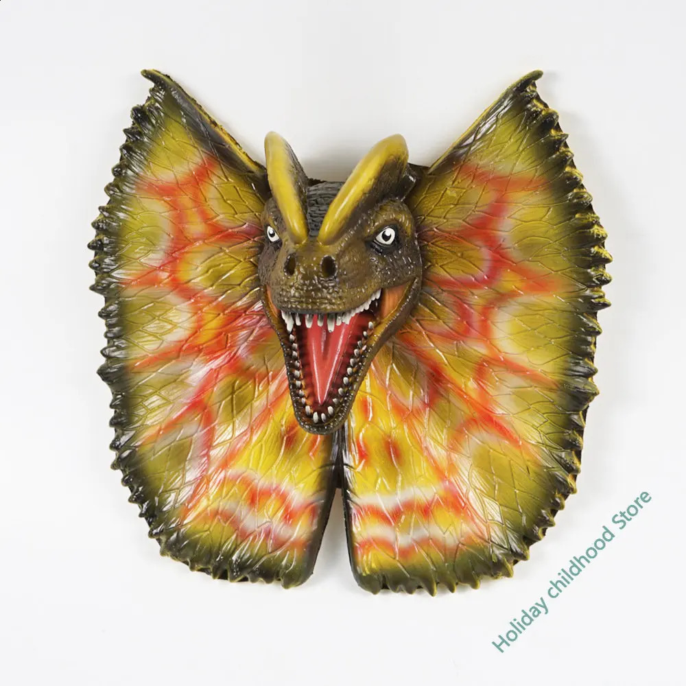 Wall Mounted Dinosaur Wall Bust Realistic Dilophosaurus Head Sculpture Wall Hanging Latex Foam Art for Bar Home Decoration 241015